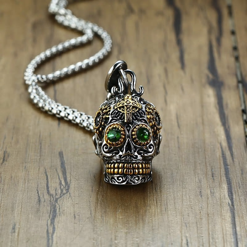 Stainless Steel Mexican Sugar Skull Necklace
