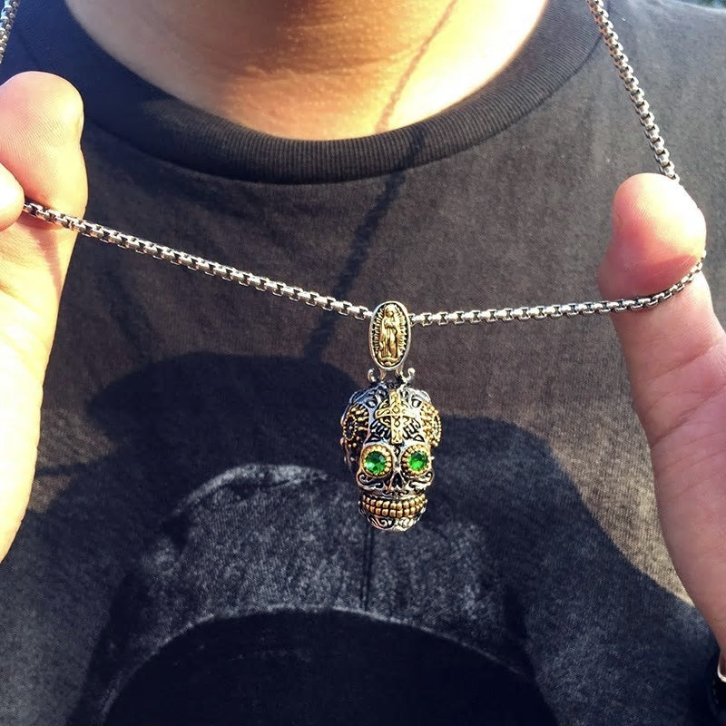 Stainless Steel Mexican Sugar Skull Necklace