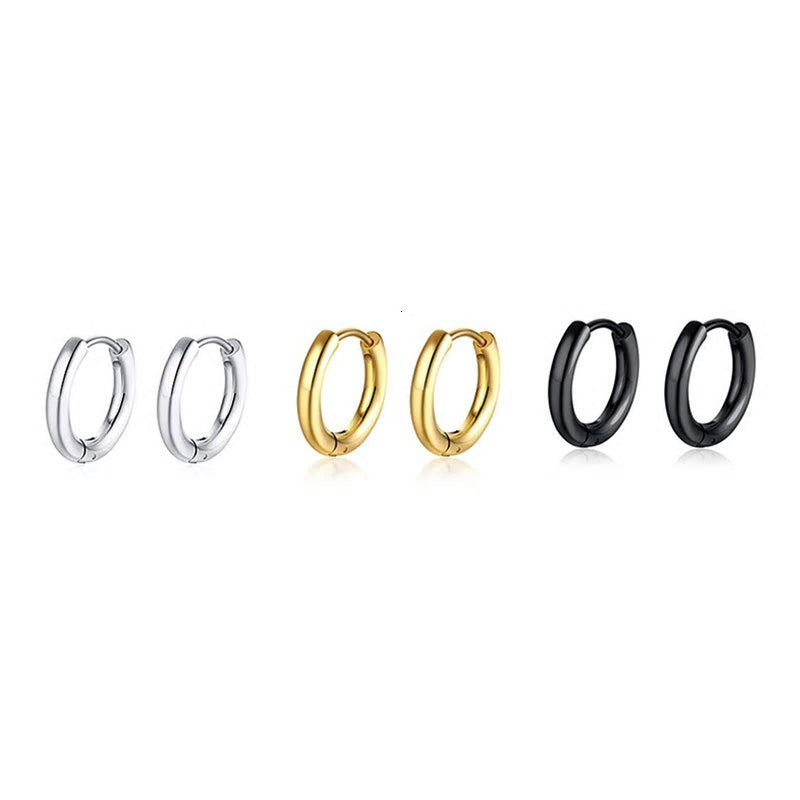 Stainless Steel Simple Round Huggie Earrings