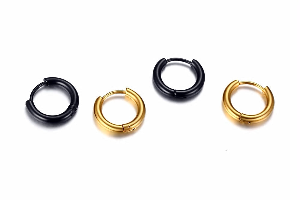 Stainless Steel Simple Round Huggie Earrings