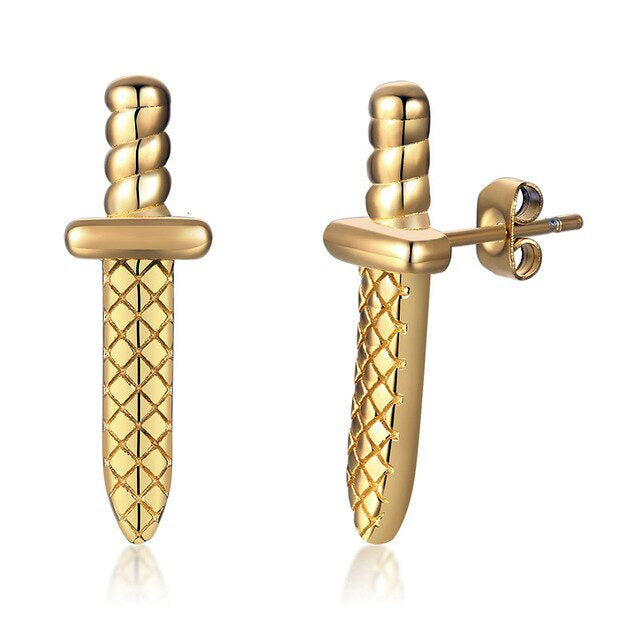 Stainless Steel Dagger Stud Earrings - Various