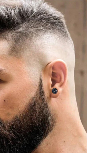 Stainless Steel Checkered Screw Stud Earrings