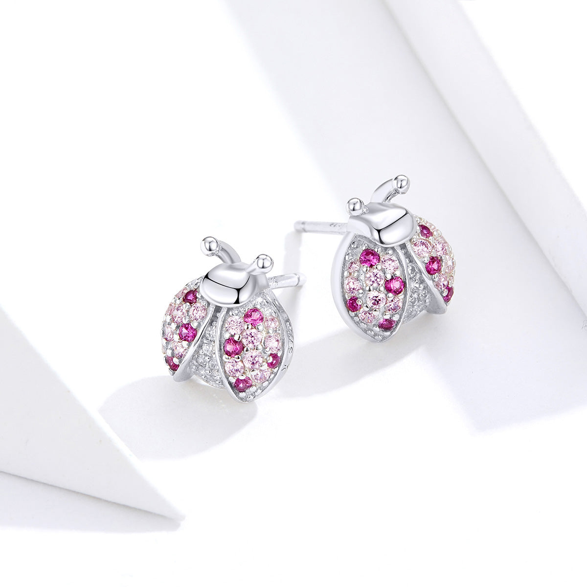 Sterling Silver Ladybug Stud Hypoallergenic Earrings