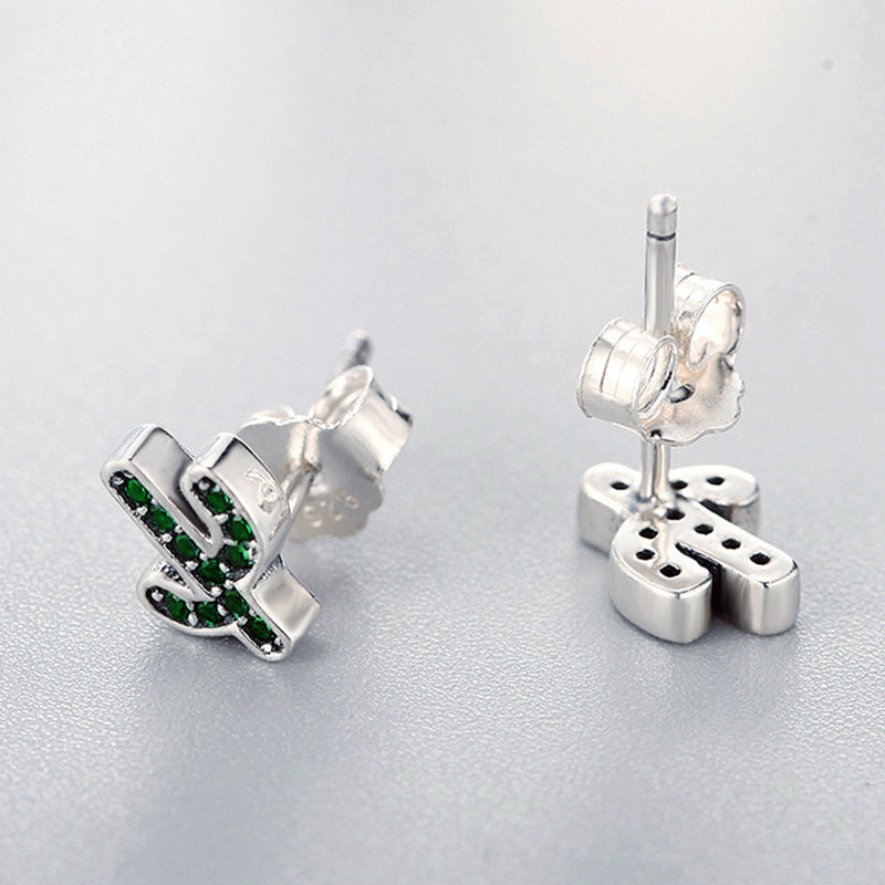 Sterling Silver Cactus Stud Hypoallergenic Earrings