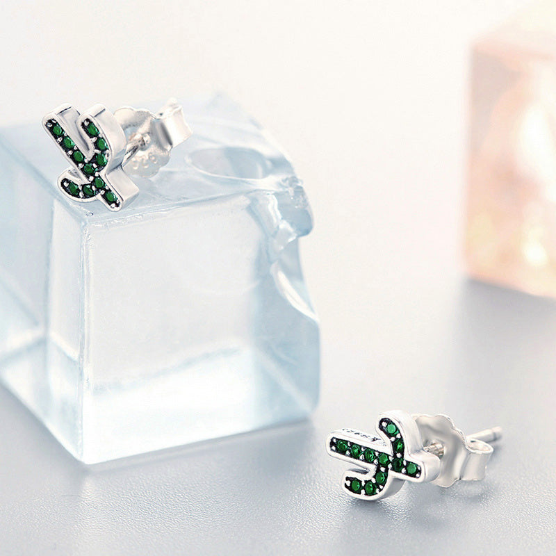 Sterling Silver Cactus Stud Hypoallergenic Earrings