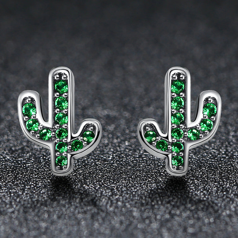 Sterling Silver Cactus Stud Hypoallergenic Earrings