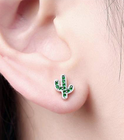 Sterling Silver Cactus Stud Hypoallergenic Earrings