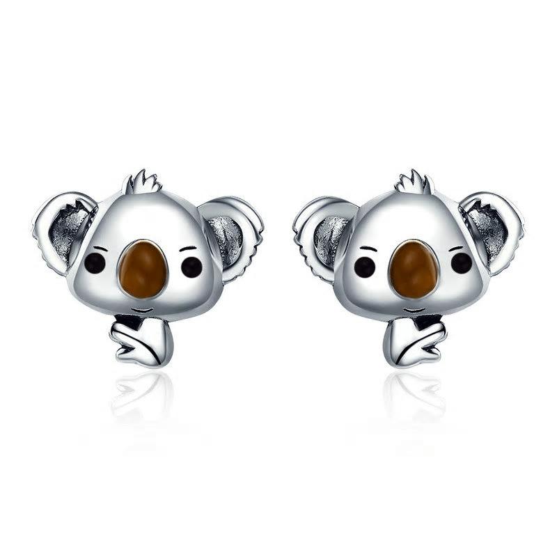 Sterling Silver Koala Stud Hypoallergenic Earrings