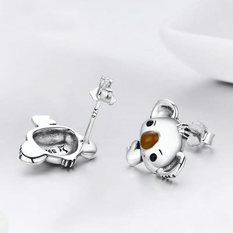 Sterling Silver Koala Stud Hypoallergenic Earrings