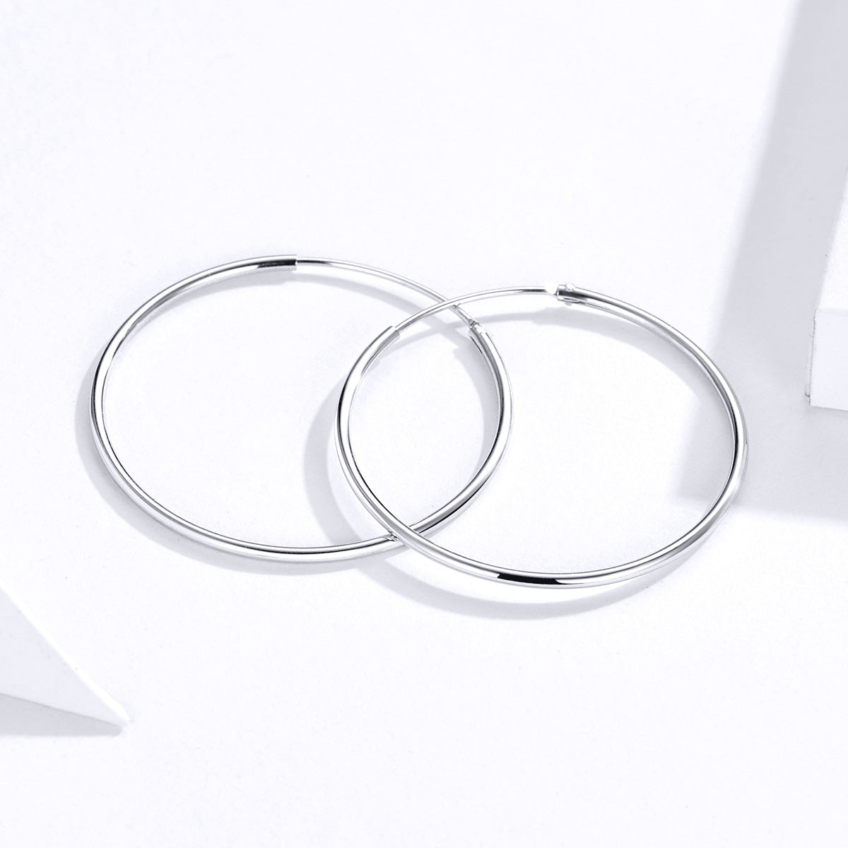 Sterling Silver Big Circle Huggie Hypoallergenic Earrings