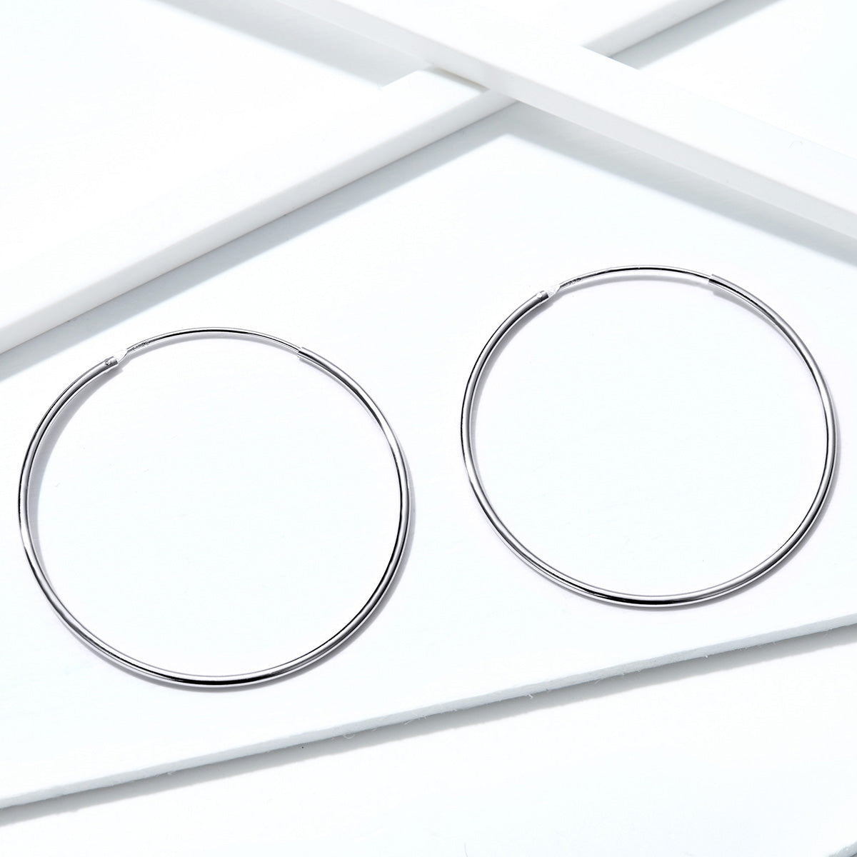 Sterling Silver Big Circle Huggie Hypoallergenic Earrings
