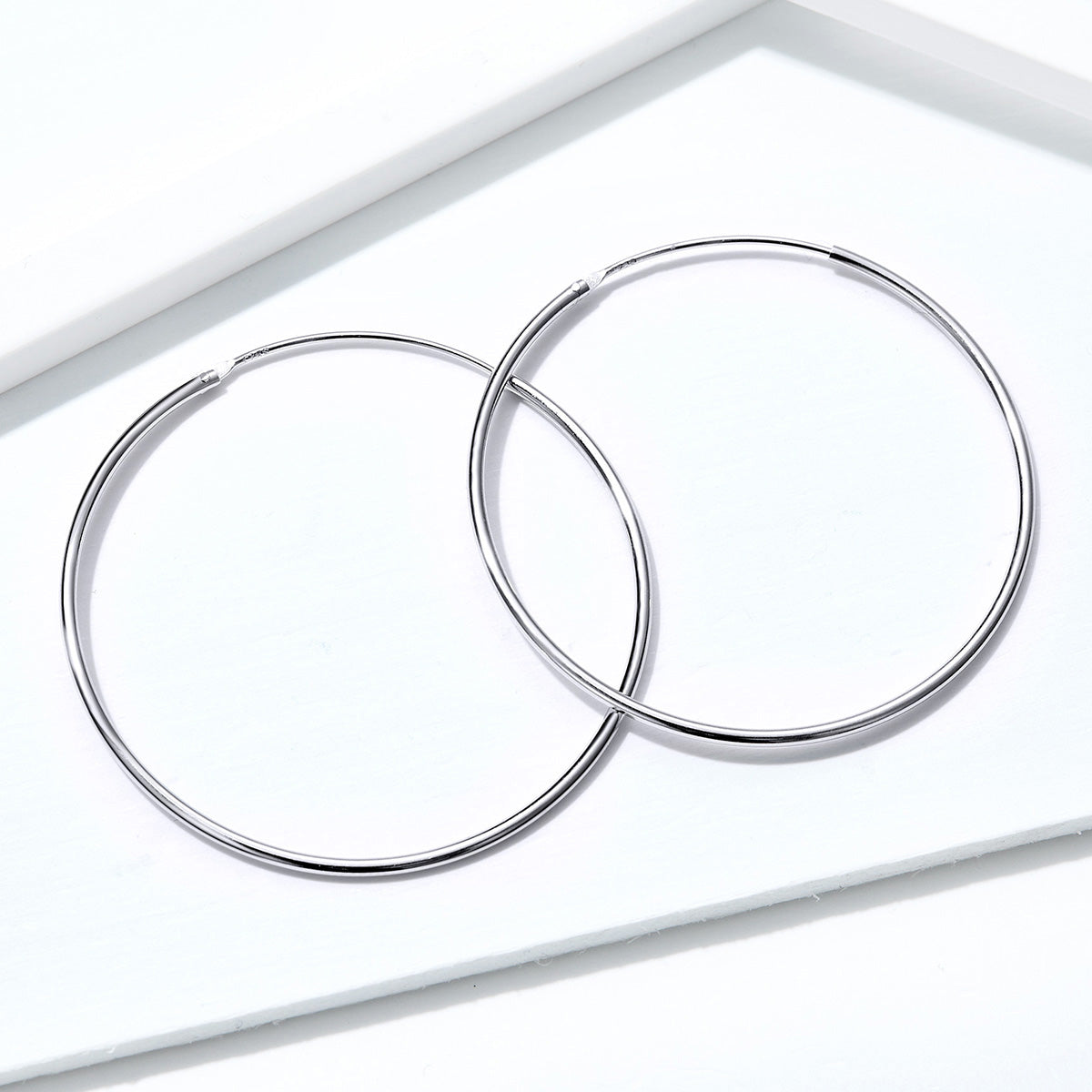 Sterling Silver Big Circle Huggie Hypoallergenic Earrings