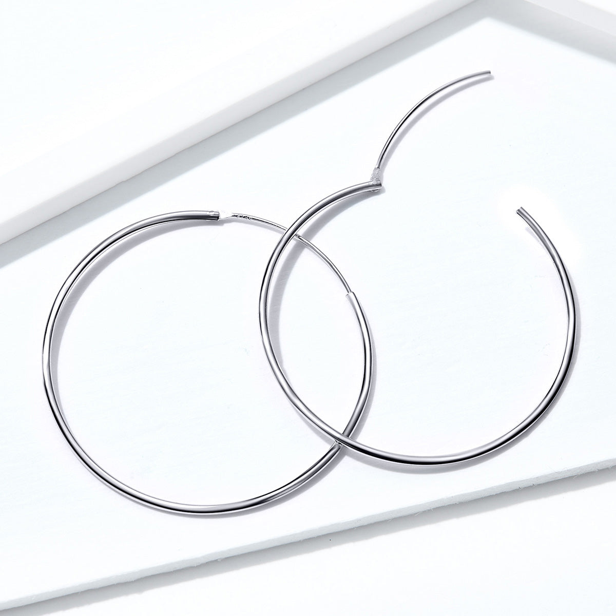 Sterling Silver Big Circle Huggie Hypoallergenic Earrings