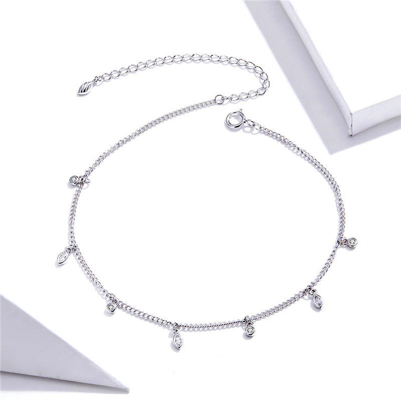 Sterling Silver Leaf Hypoallergenic Anklet