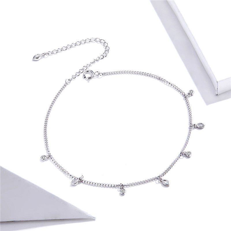 Sterling Silver Leaf Hypoallergenic Anklet