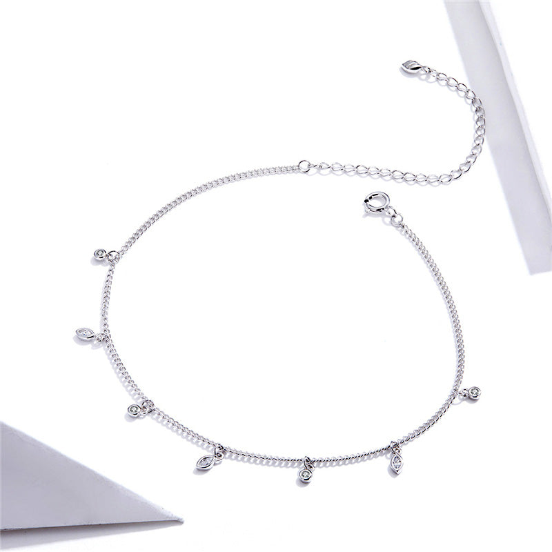 Sterling Silver Leaf Hypoallergenic Anklet