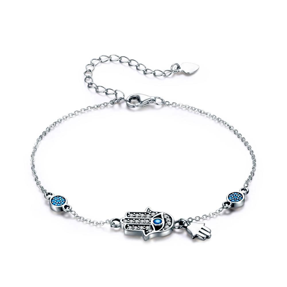 Sterling Silver Fatima's Guarding Hand Hypoallergenic Bracelet