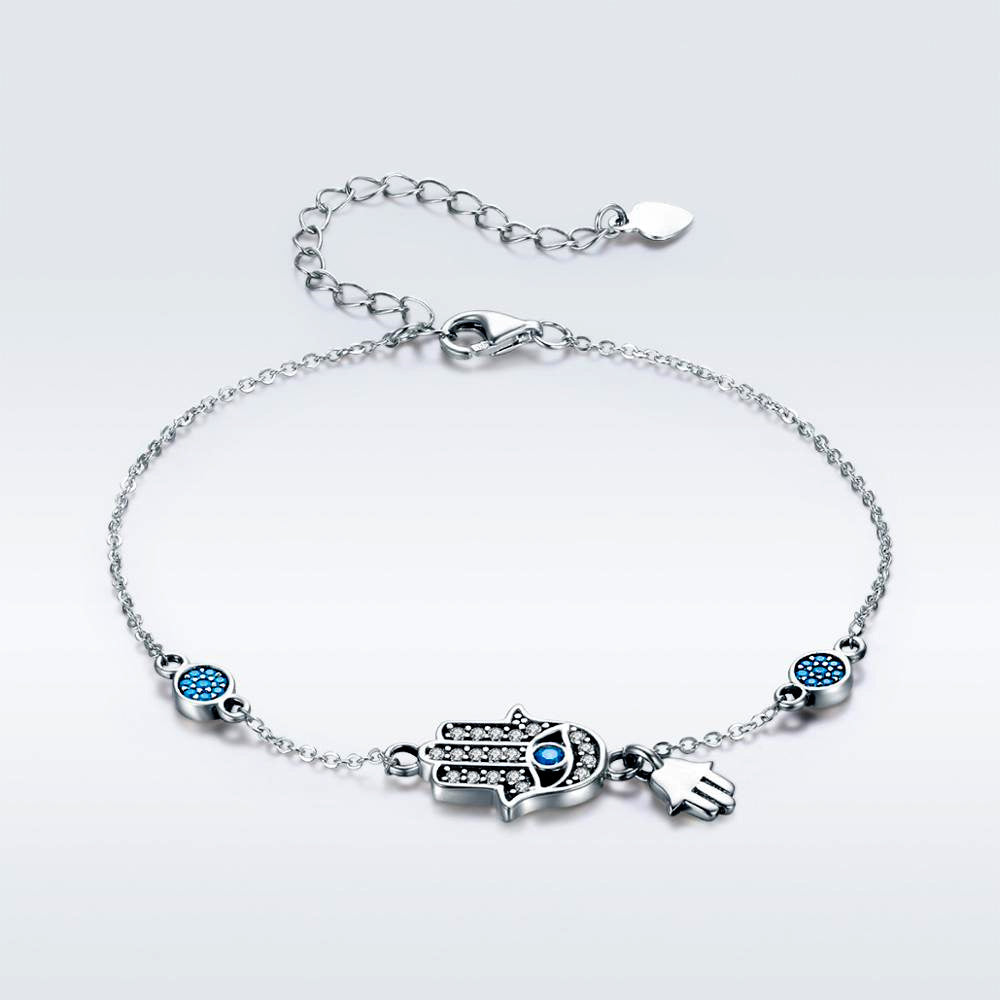 Sterling Silver Fatima's Guarding Hand Hypoallergenic Bracelet