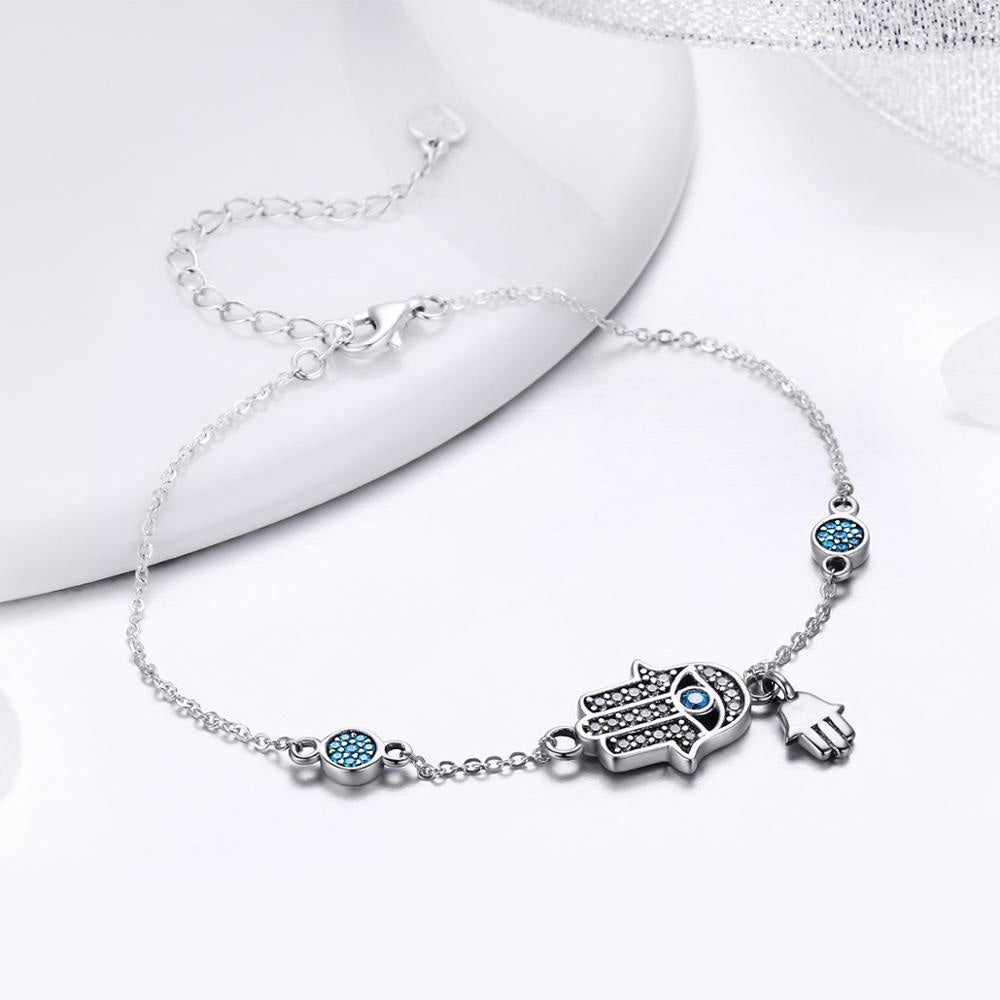 Sterling Silver Fatima's Guarding Hand Hypoallergenic Bracelet