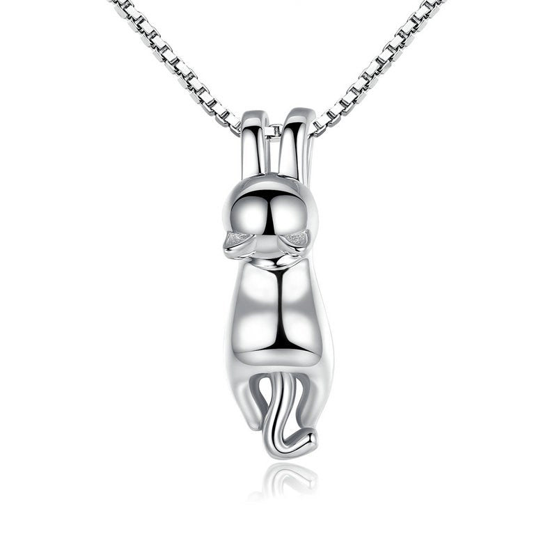 Sterling Silver Naughty Cat Hypoallergenic Necklace