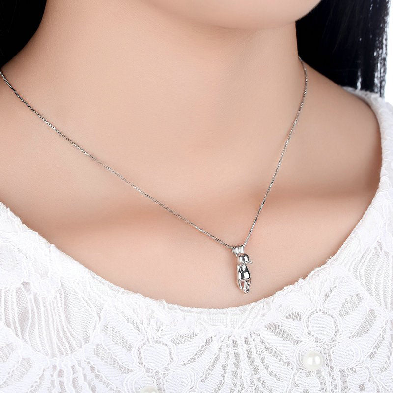 Sterling Silver Naughty Cat Hypoallergenic Necklace