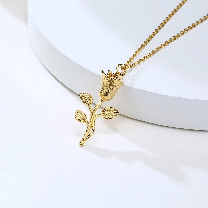 Stainless Steel Rose Necklace
