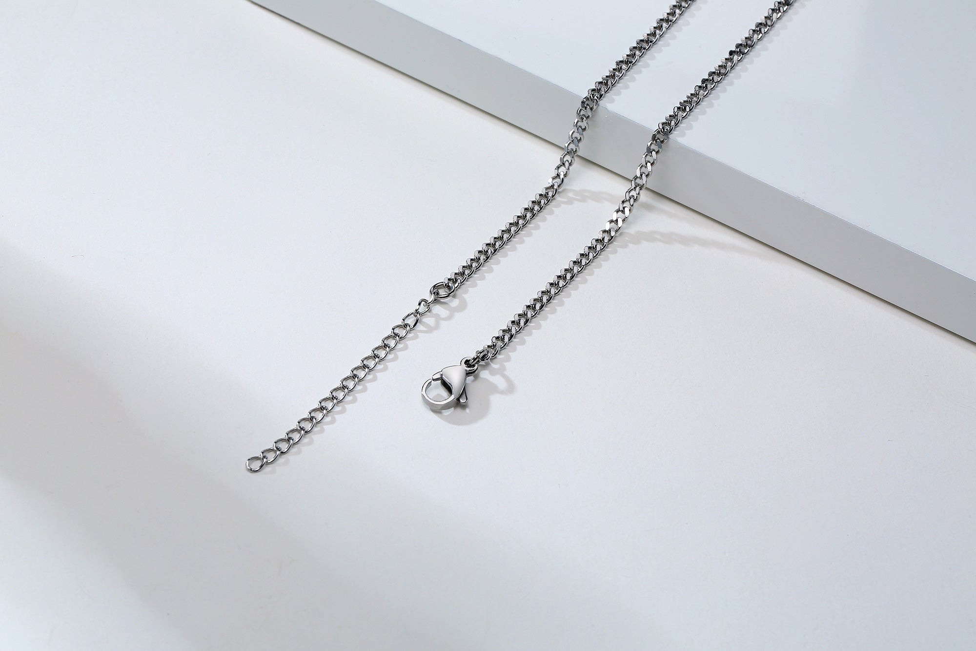 Stainless Steel Oxidised Oval Cable & Curb Chain Necklace