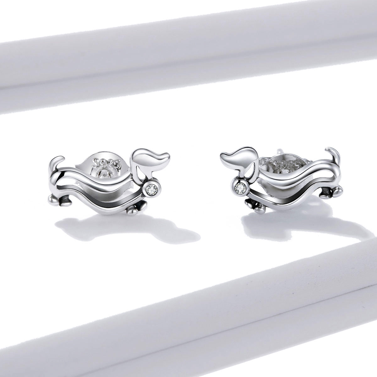 Sterling Silver Dachshund Dog Stud Hypoallergenic Earrings