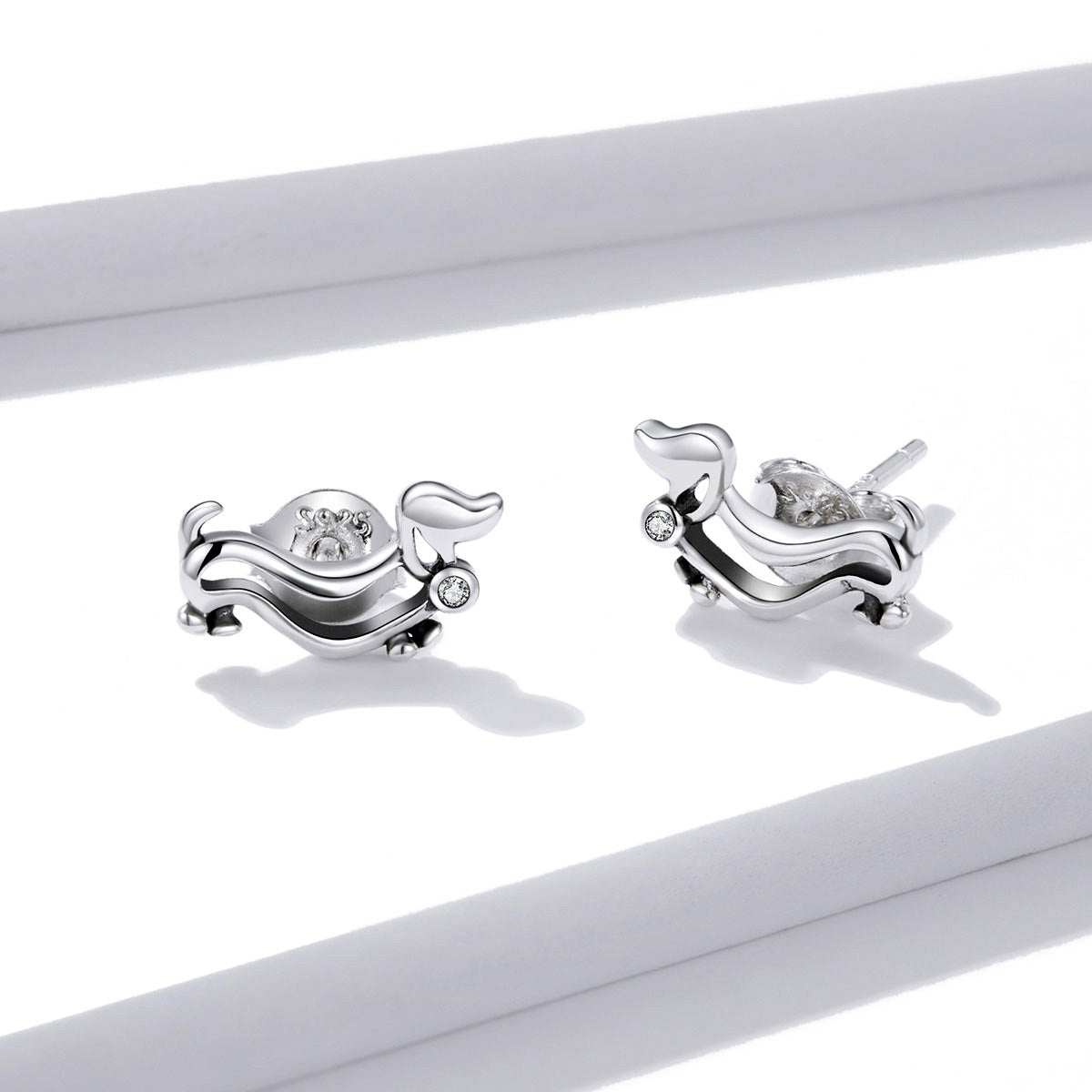Sterling Silver Dachshund Dog Stud Hypoallergenic Earrings
