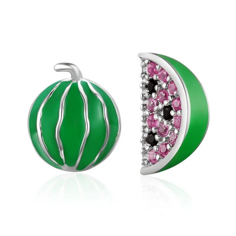 Sterling Silver Watermelon Stud Hypoallergenic Earrings