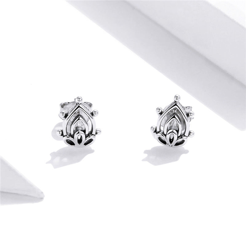 Sterling Silver Lotus Flower Bud Stud Hypoallergenic Earrings