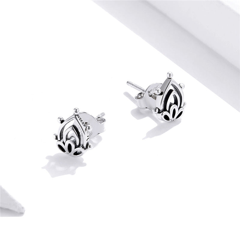 Sterling Silver Lotus Flower Bud Stud Hypoallergenic Earrings
