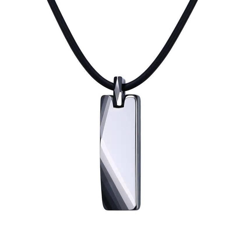 Tungsten Carbide Geometric Tag Adjustable Necklace