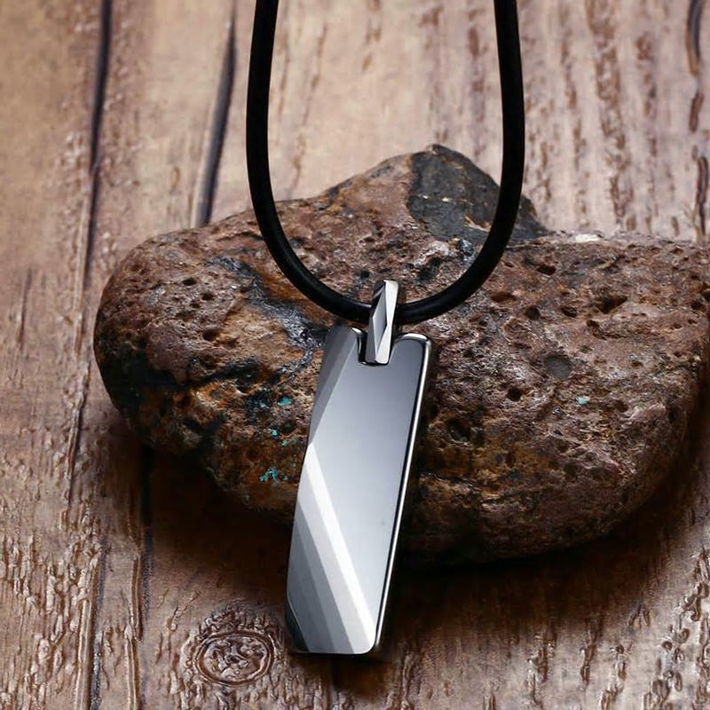 Tungsten Carbide Geometric Tag Adjustable Necklace