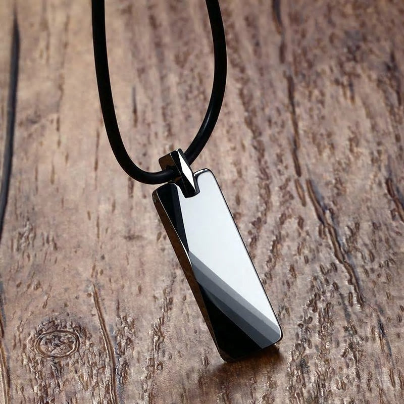 Tungsten Carbide Geometric Tag Adjustable Necklace
