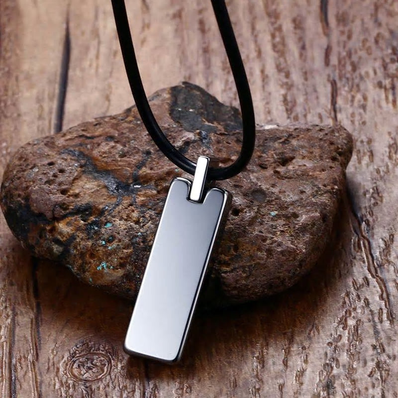 Tungsten Carbide Geometric Tag Adjustable Necklace
