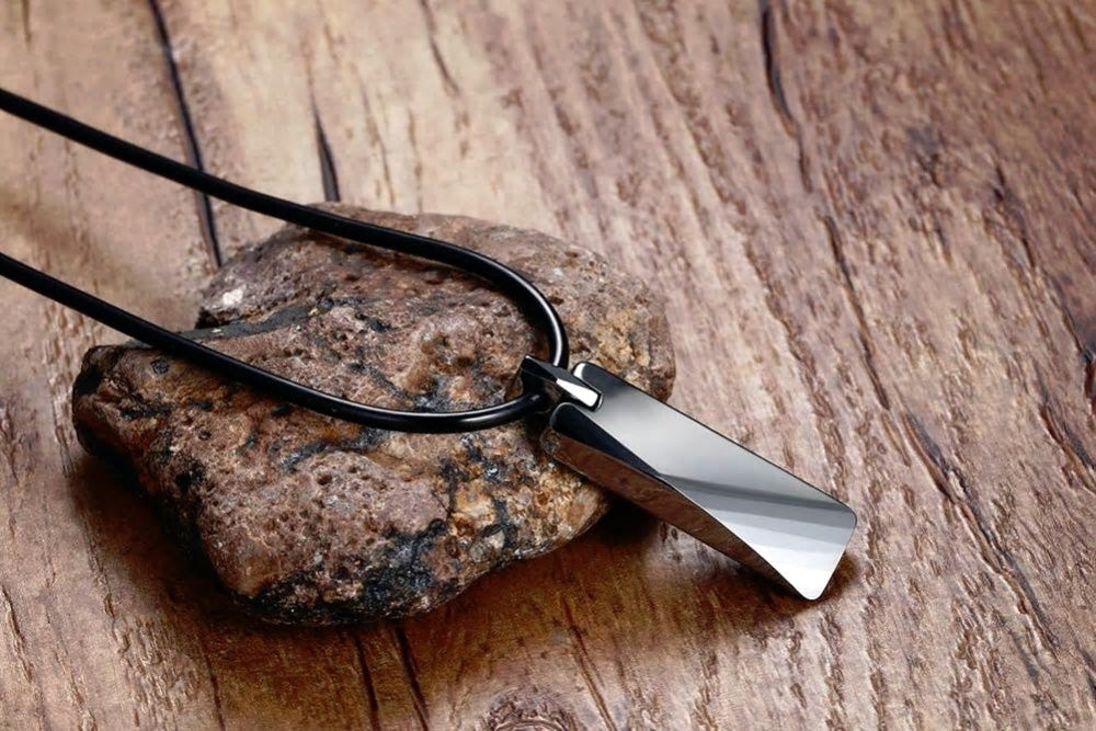 Tungsten Carbide Geometric Tag Adjustable Necklace
