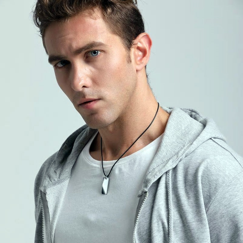 Tungsten Carbide Geometric Tag Adjustable Necklace