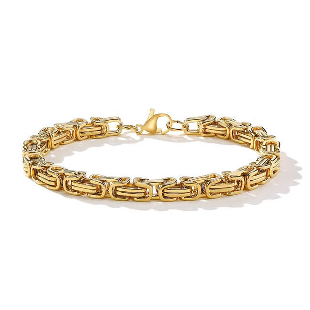Stainless Steel Byzantine Link Chain Bracelet - Various