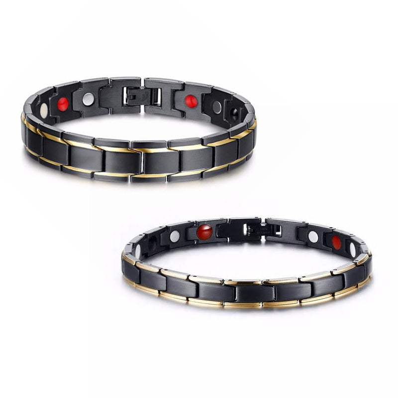 Stainless Steel Magnetic Therapy Black Bracelet