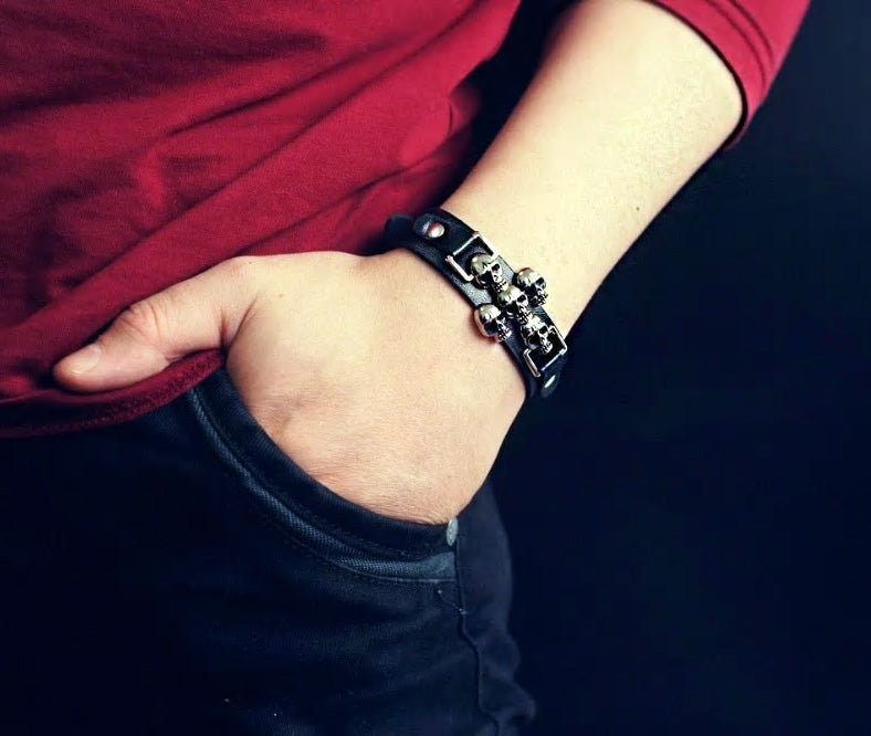 Skull Leather Bracelet