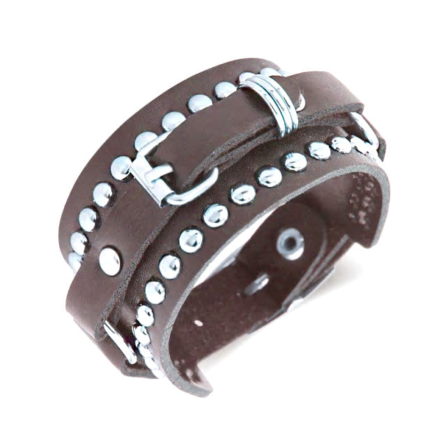 Rivet Wide Cuff Leather Bracelet