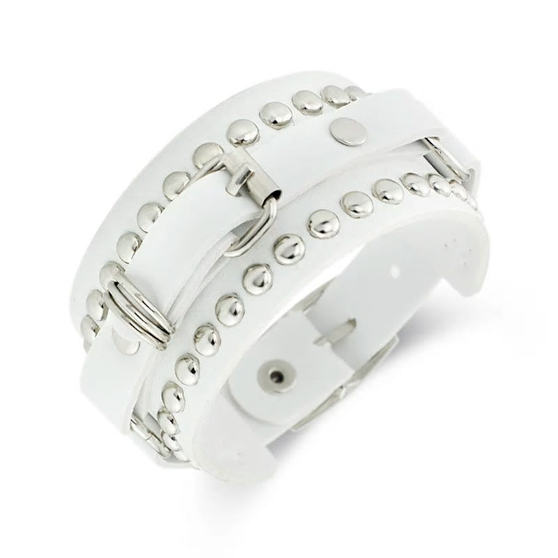 Rivet Wide Cuff Leather Bracelet
