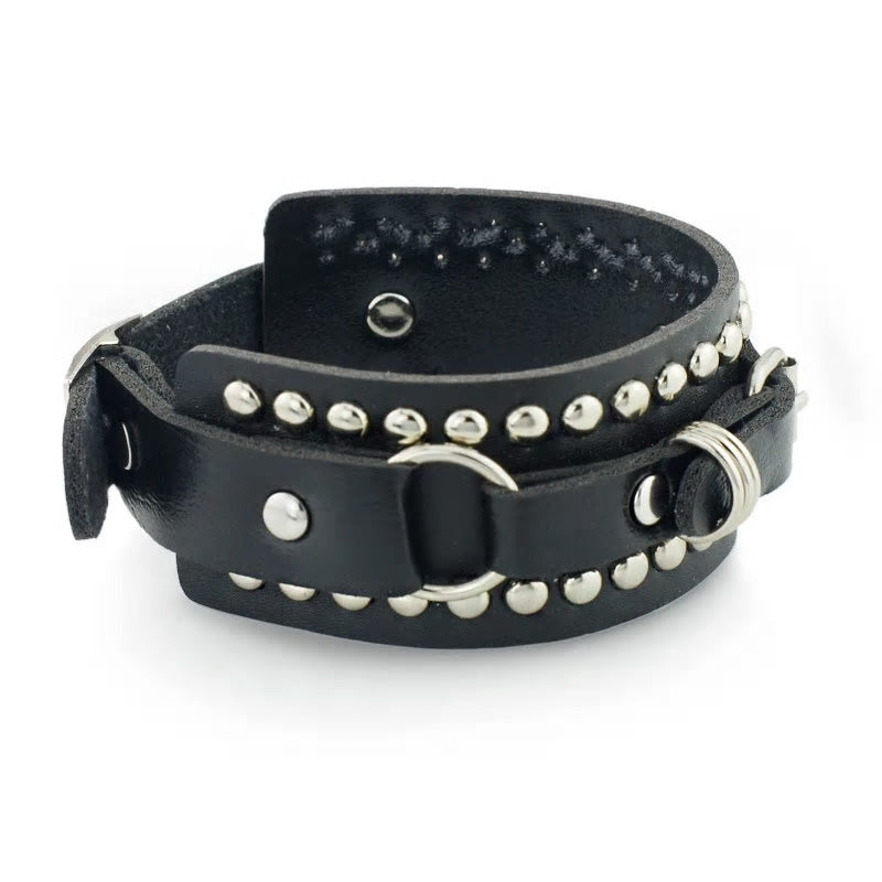 Rivet Wide Cuff Leather Bracelet