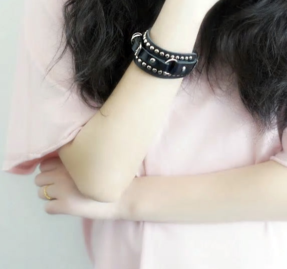 Rivet Wide Cuff Leather Bracelet