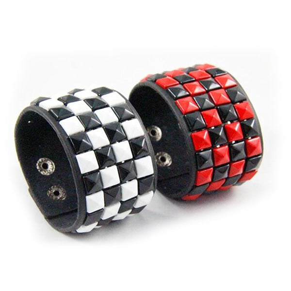 4 Rivet Strips Leather Bracelet