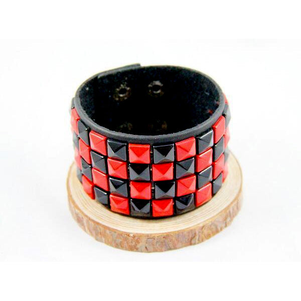 4 Rivet Strips Leather Bracelet