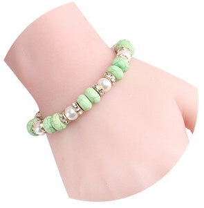 Natural Stone & Pearl Elastic Bracelet