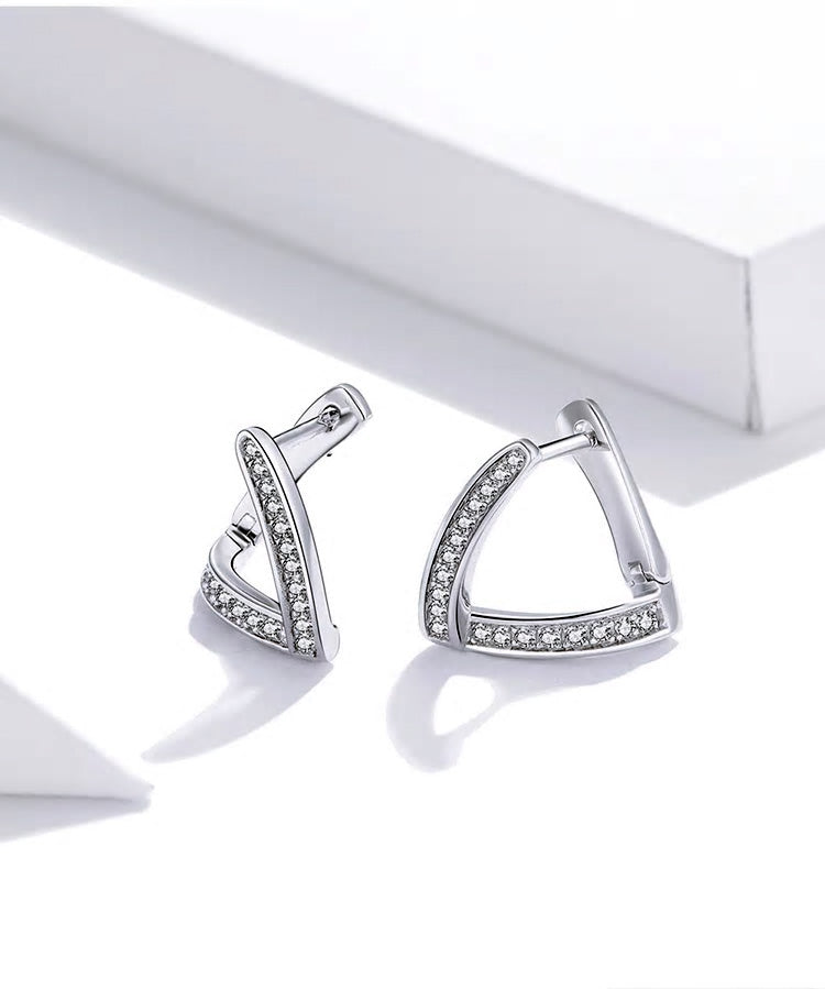 Sterling Silver Geometric Stud Hypoallergenic Earrings