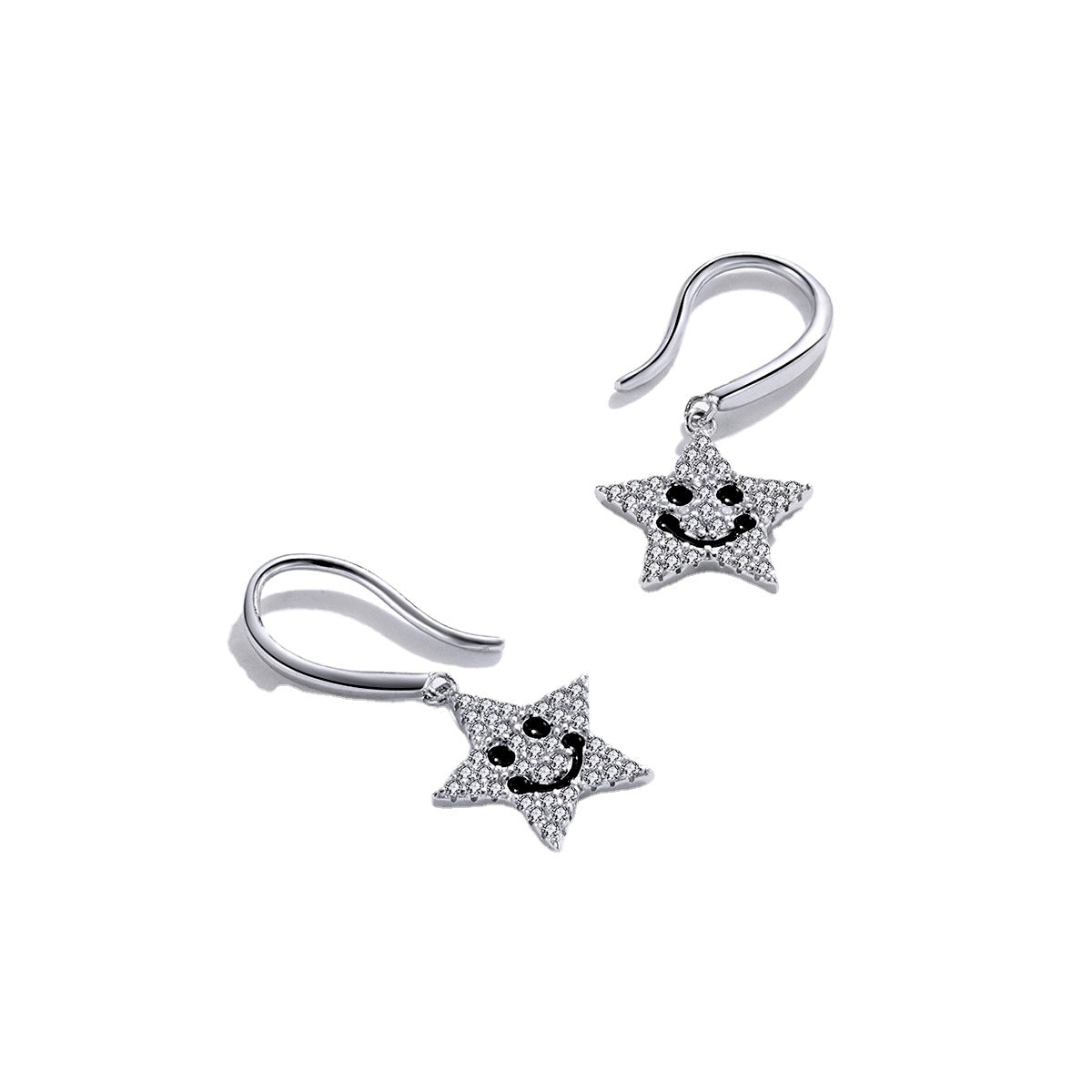 Sterling Silver Happy Star Hook Hypoallergenic Earrings
